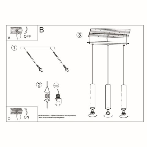 Sollux Lighting Lampa wisząca LAGOS 3L czarny