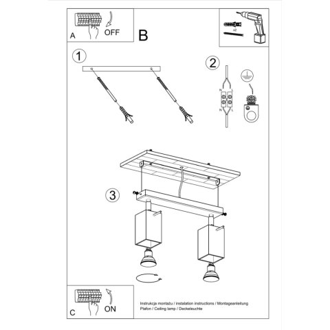 Sollux Lighting Plafon MERIDA 2 szary