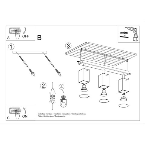 Sollux Lighting Plafon MERIDA 3 szary