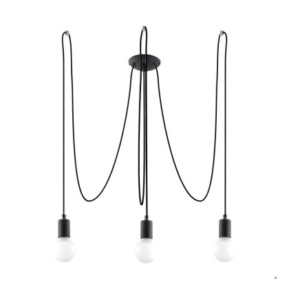 Sollux Lighting Żyrandol EDISON 3 czarny