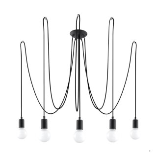 Sollux Lighting Żyrandol EDISON 5 czarny