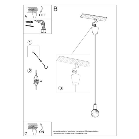 Sollux Lighting Lampa wisząca DIEGO 1 pomarańczowy
