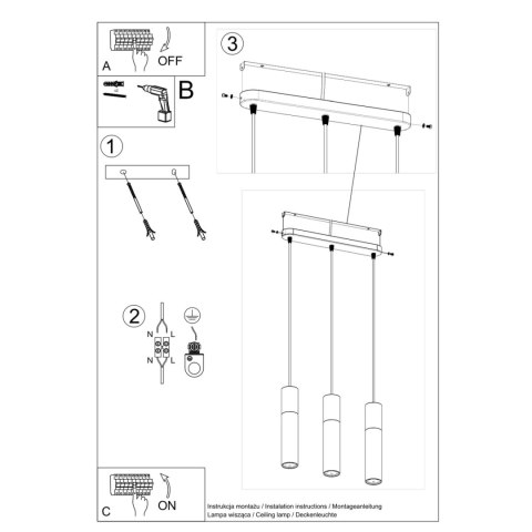 Sollux Lighting Lampa wisząca PABLO 3L biała