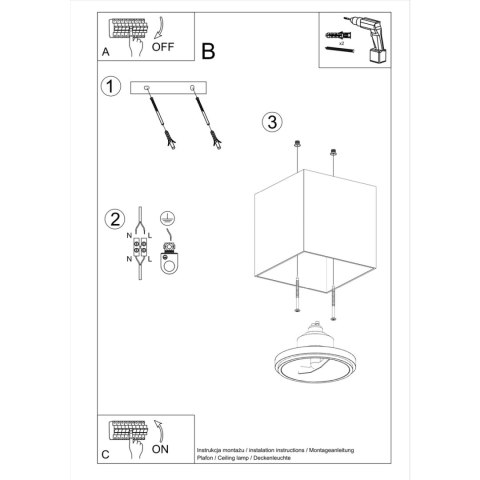 Sollux Lighting Plafon BLAKE szary