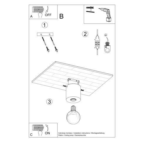 Sollux Lighting Plafon SALGADO naturalne drewno