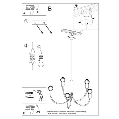 Sollux Lighting Żyrandol PICCOLO 3 czarny