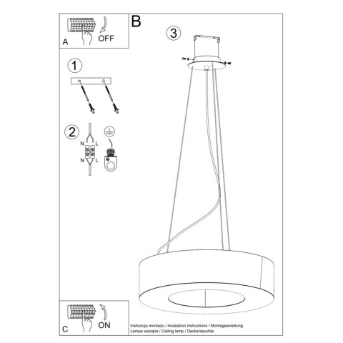 Sollux Lighting Żyrandol SATURNO SLIM 50 czarny