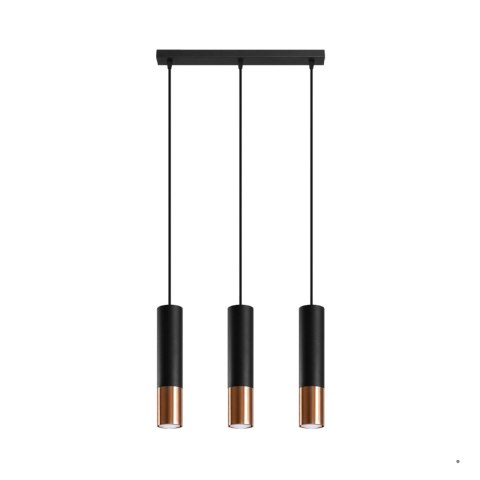 Sollux Lighting Lampa wisząca LOOPEZ 3L czarny/miedź