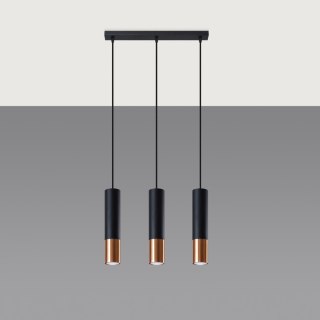 Sollux Lighting Lampa wisząca LOOPEZ 3L czarny/miedź