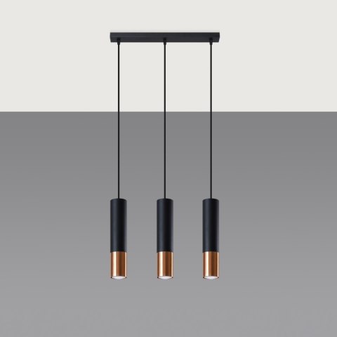 Sollux Lighting Lampa wisząca LOOPEZ 3L czarny/miedź