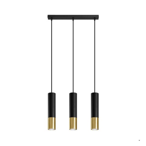 Sollux Lighting Lampa wisząca LOOPEZ 3L czarny/złoty