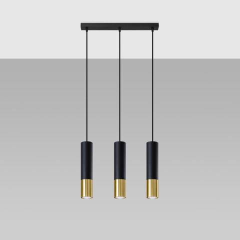 Sollux Lighting Lampa wisząca LOOPEZ 3L czarny/złoty