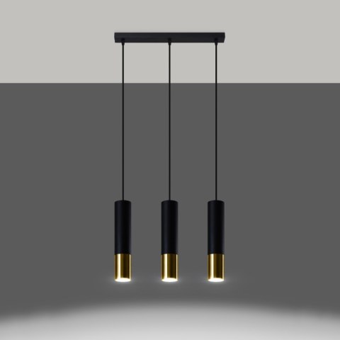 Sollux Lighting Lampa wisząca LOOPEZ 3L czarny/złoty
