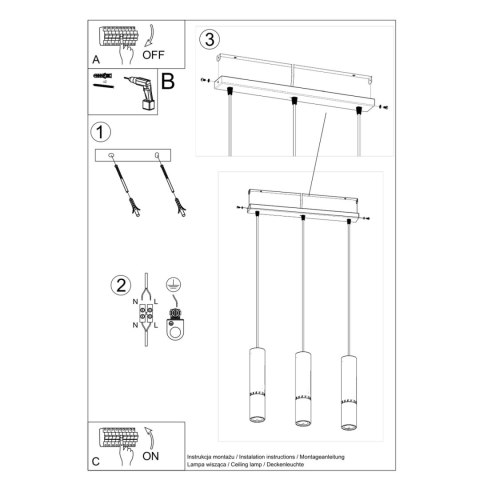 Sollux Lighting Lampa wisząca LOOPEZ 3L czarny/złoty