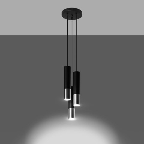 Sollux Lighting Lampa wisząca LOOPEZ 3P czarny/chrom