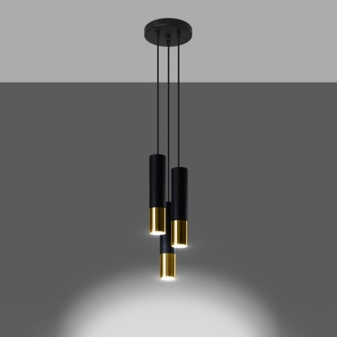 Sollux Lighting Lampa wisząca LOOPEZ 3P czarny/złoty
