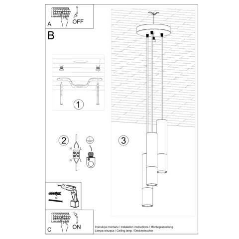 Sollux Lighting Lampa wisząca LOOPEZ 3P czarny/złoty