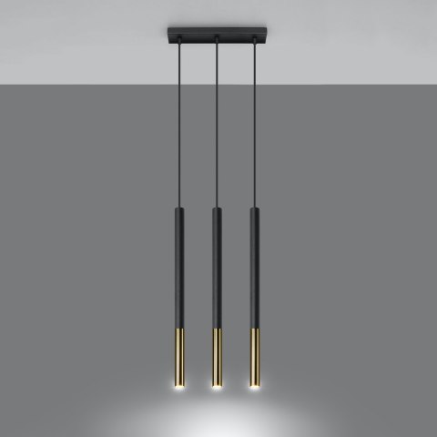 Sollux Lighting Lampa wisząca MOZAICA 3L czarny/złoto