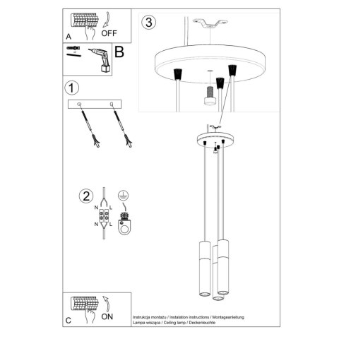 Sollux Lighting Lampa wisząca PABLO 3P biała