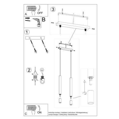Sollux Lighting Lampa wisząca WEZYR 2 czarna