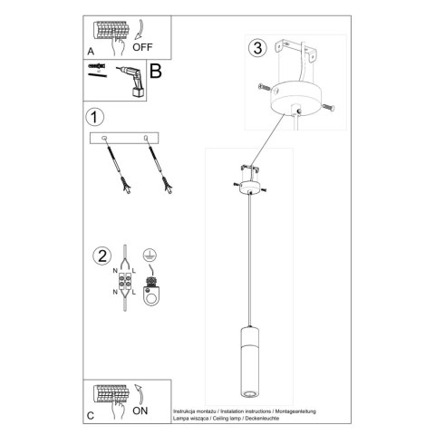 Sollux Lighting Lampa wisząca ZANE 1 szara