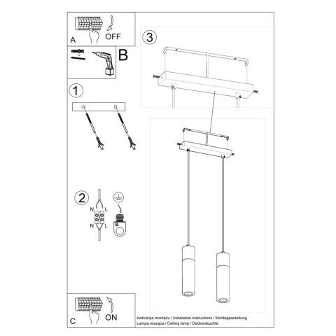 Sollux Lighting Lampa wisząca ZANE 2 szara