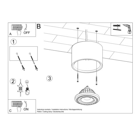 Sollux Lighting Plafon BASIC 1 beton