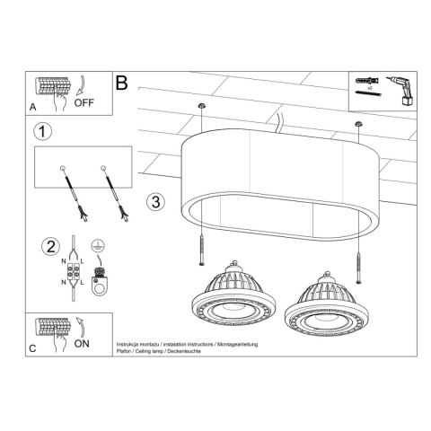 Sollux Lighting Plafon BASIC 2 beton