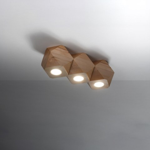 Sollux Lighting Plafon WOODY 3 naturalne drewno