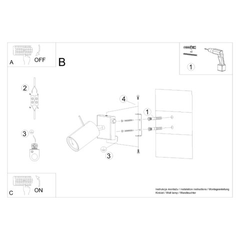 Sollux Lighting Kinkiet RING biały z włącznikiem