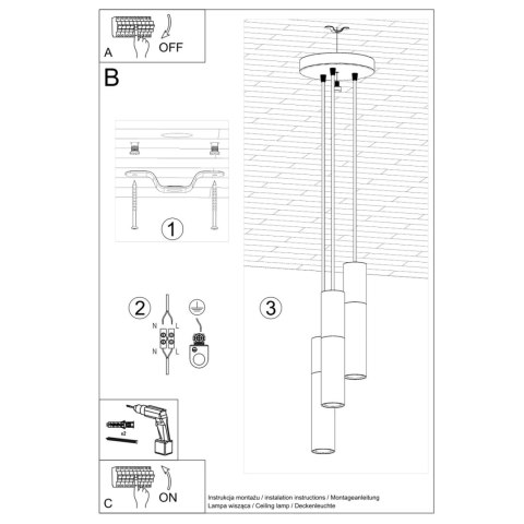 Sollux Lighting Lampa wisząca BORGIO 3P czarny