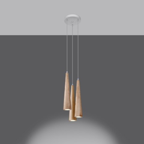 Sollux Lighting Lampa wisząca SULA 3P naturalne drewno