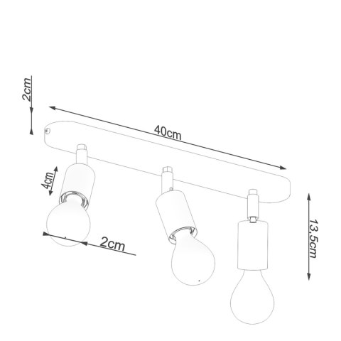 Sollux Lighting Plafon FORNES 3 czarny