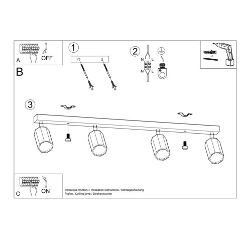 Sollux Lighting Plafon ZEKE 4 dąb