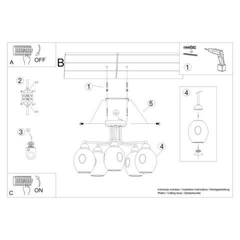 Sollux Lighting Żyrandol FILLAN 5 czarny