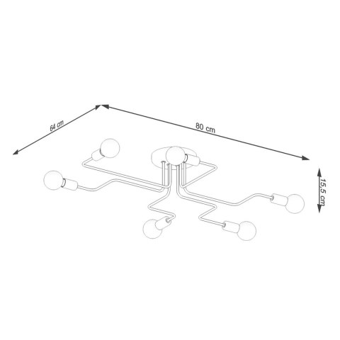 Sollux Lighting Żyrandol VECTOR 6 czarny