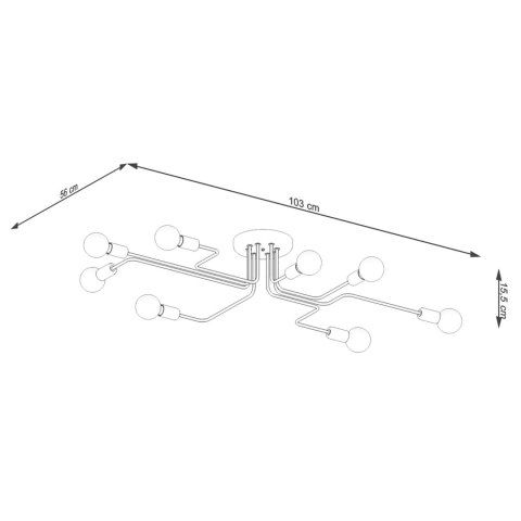 Sollux Lighting Żyrandol VECTOR 8 czarny