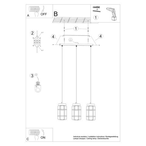 Sollux Lighting Lampa wisząca GOTTO 3L