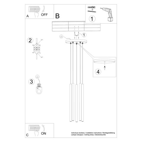 Sollux Lighting Lampa wisząca PASTELO 5P beton