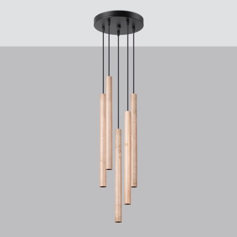 Sollux Lighting Lampa wisząca PASTELO 5P drewno