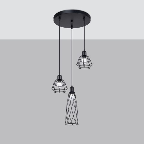 Sollux Lighting Lampa wisząca SUBA 3P czarna