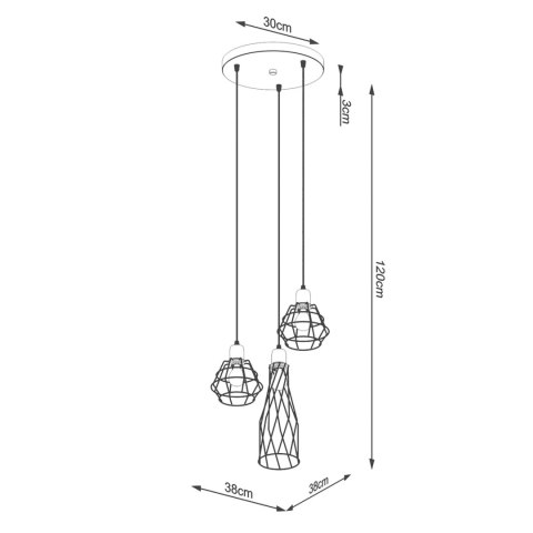 Sollux Lighting Lampa wisząca SUBA 3P czarna