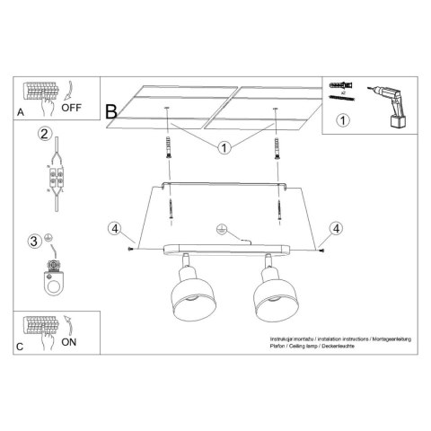 Sollux Lighting Plafon ELBA 2 czarny