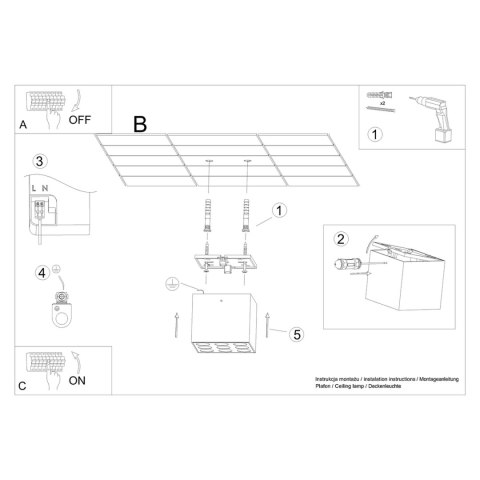 Sollux Lighting Plafon OZZY czarny LED