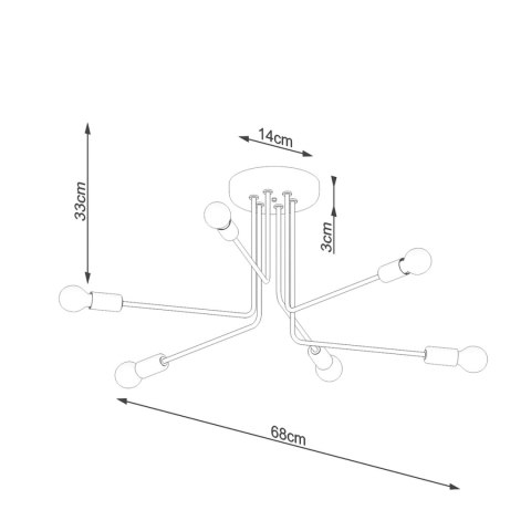 Sollux Lighting Żyrandol NORAH 6 czarny