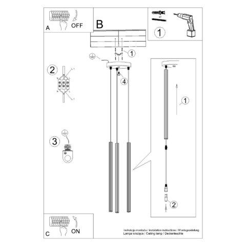 Sollux Lighting Lampa wisząca ARCHE 3P czarna