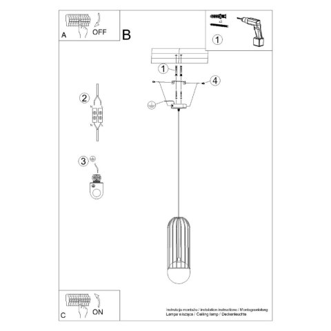 Sollux Lighting Lampa wisząca BRINA 1 czarna