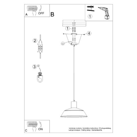 Sollux Lighting Lampa wisząca FANO czarna