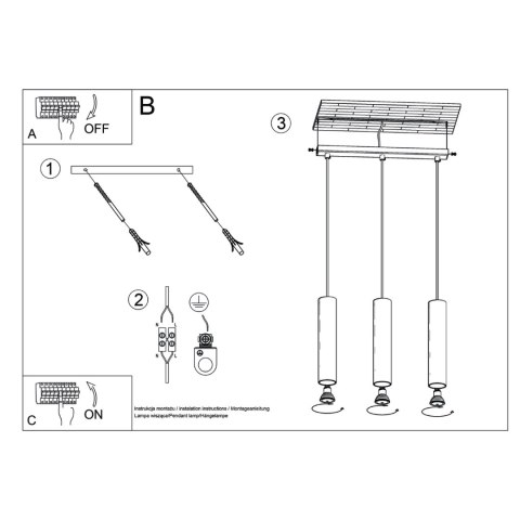 Sollux Lighting Lampa wisząca LAGOS 3L beżowa