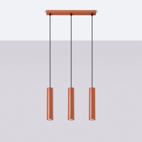 Sollux Lighting Lampa wisząca LAGOS 3L ochra czerwona